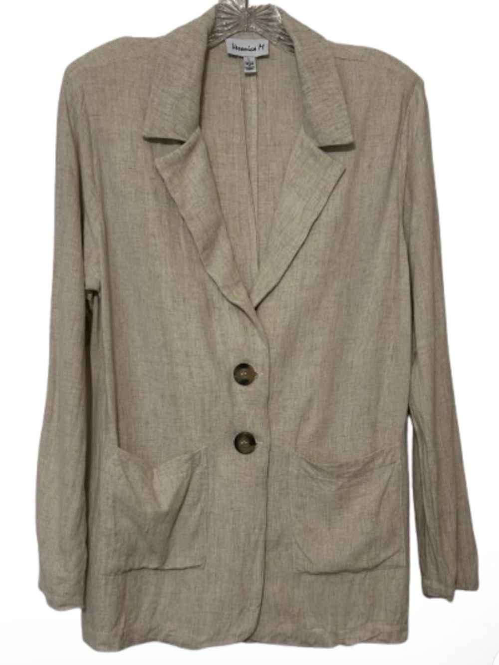Veronica M Linen Blazer Neutral Minimalist L